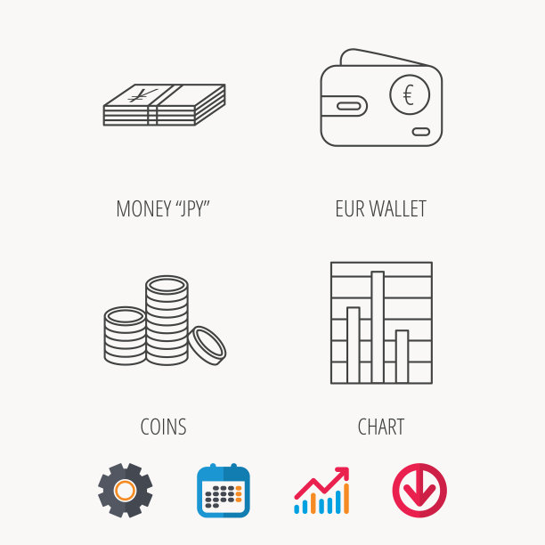 欧元钱包现金和图表图标图片下载