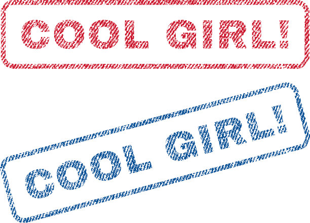 酷女孩感叹纺织邮票图片下载