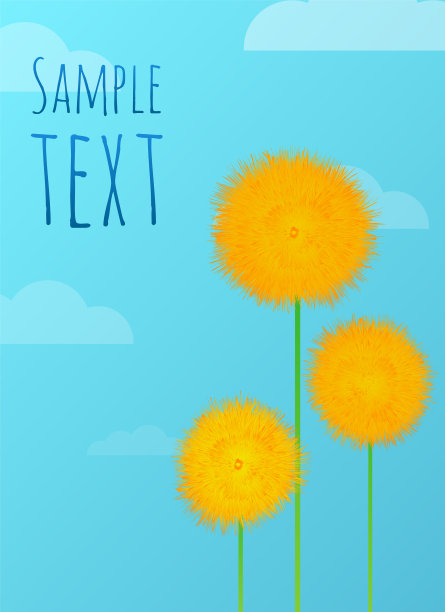 花的背景与黄色的蒲公英云图片下载