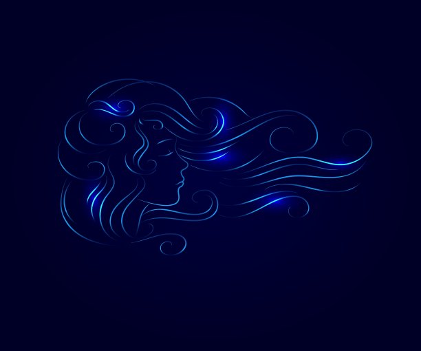 女孩发线剪影辉光图片下载