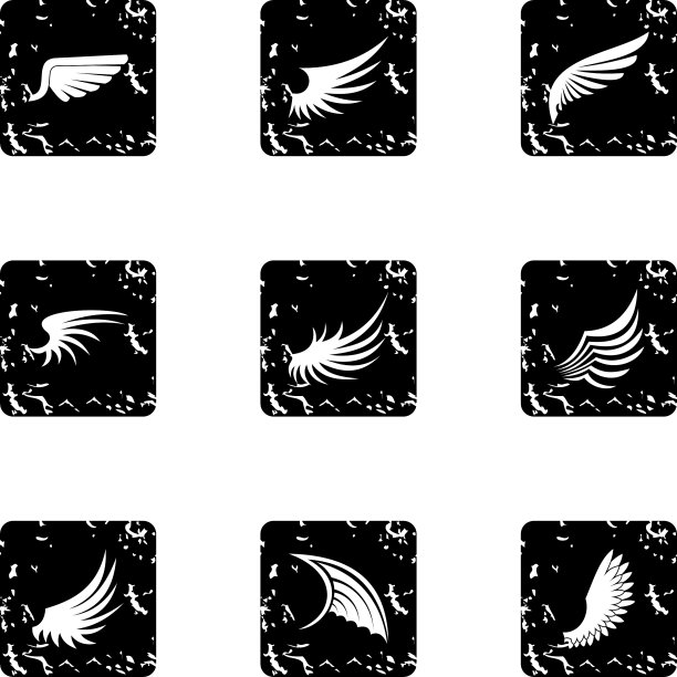 不同的翅膀图标设置垃圾摇滚风格图片下载