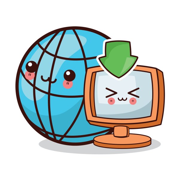 孤立卡哇伊电脑设计图片下载