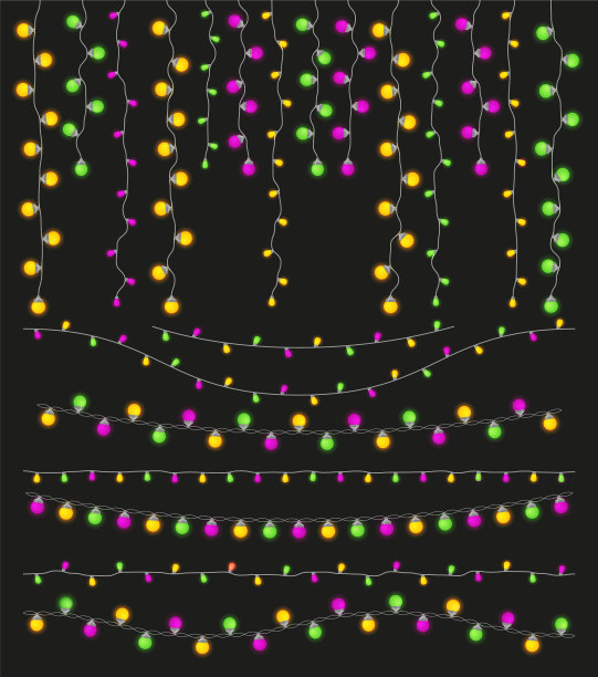 五颜六色的灯花环为狂欢节设置图片下载