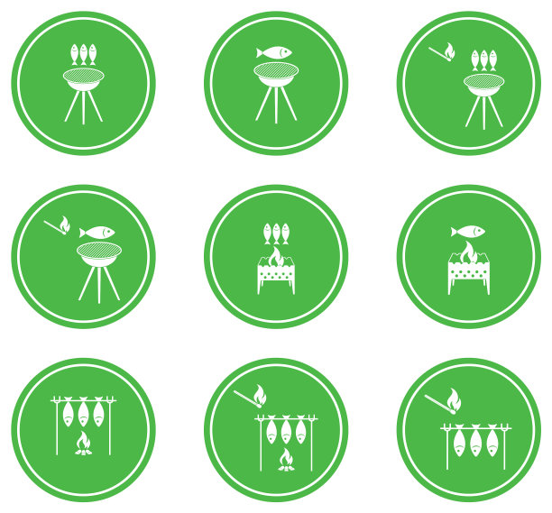 一套烤鱼图标图片下载