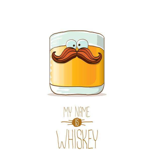 滑稽的威士忌酒杯人物孤立上图片下载