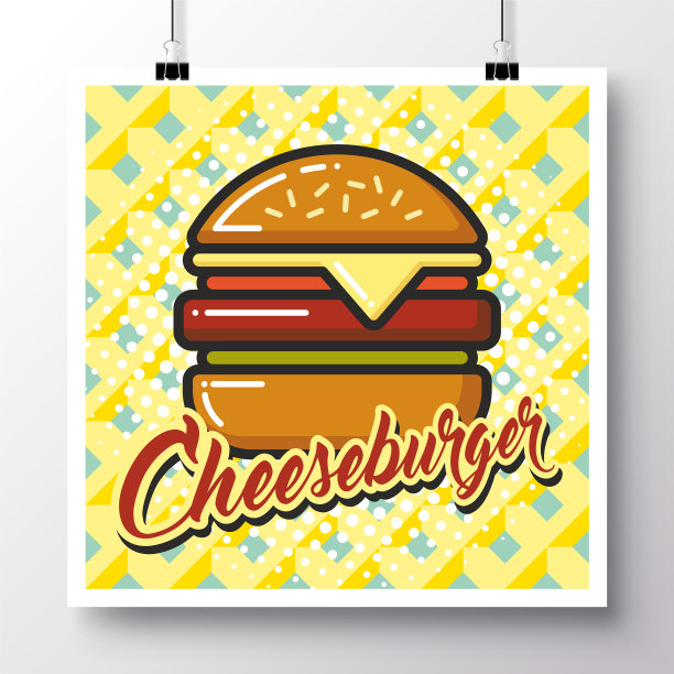 食物图标海报上的复古模式图片下载