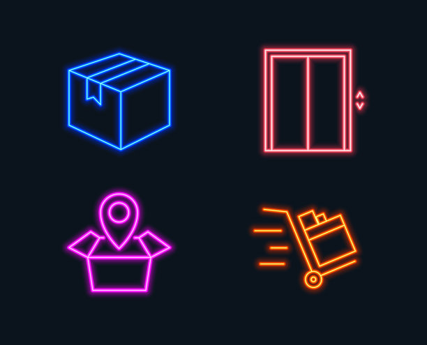 包裹包裹位置及抬升图标推手推车图片下载