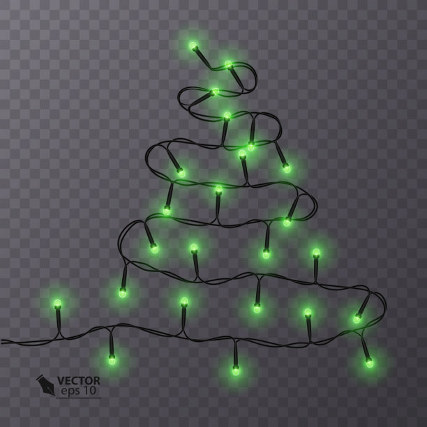 圣诞装饰灯光效果孤立图片下载