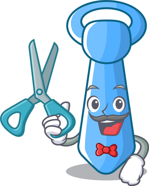 理发师领带卡通造型的时尚中国人图片下载