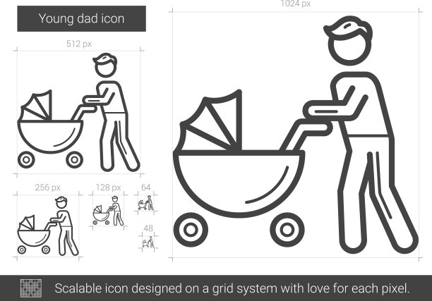 年轻爸爸线图标图片下载