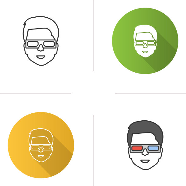 男人与偏光3d眼镜图标图片下载