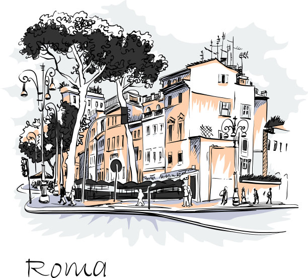 意大利罗马风景优美的城市景观图片下载