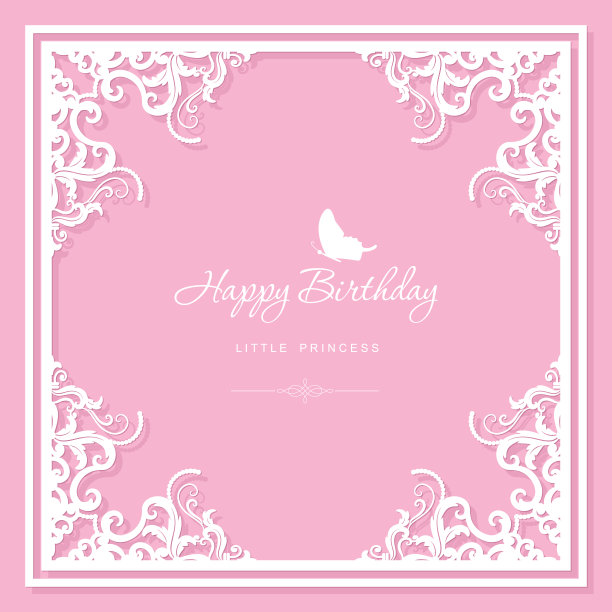 优雅的装饰框架生日贺卡图片下载