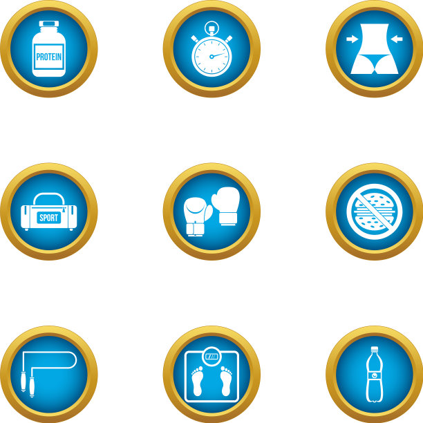 运动主义图标设置平面风格图片下载