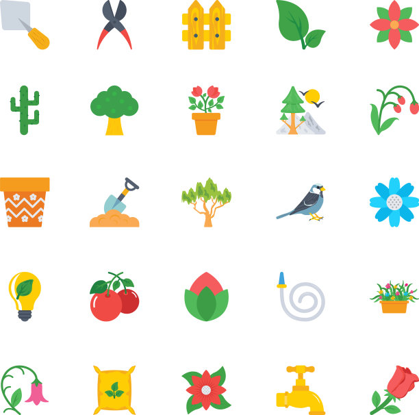 自然与生态平面彩色图标2图片下载