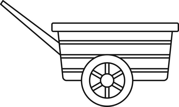 木轮手推车图标轮廓风格图片下载