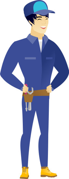 年轻的亚洲机械师笑了图片下载