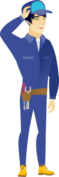 年轻的亚洲机械师笑了图片下载