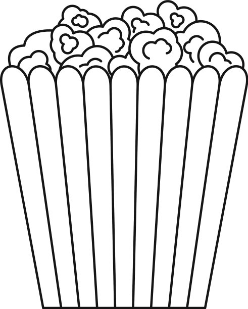 电影爆米花盒图标轮廓风格图片下载