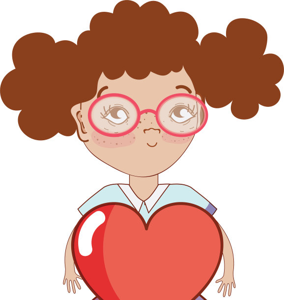 有爱心，戴眼镜的漂亮女孩图片下载