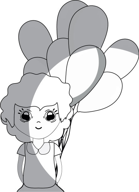 用气球和休闲装给漂亮女孩排队图片下载