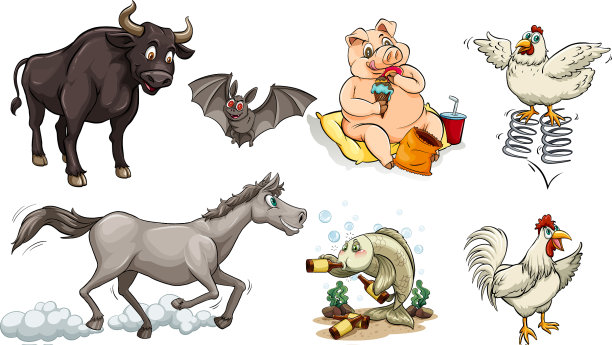 不同种类的动物做不同的事情图片下载