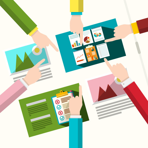 创意团队人手与平面设计图片下载