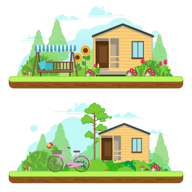 夏日白天在花园中伴着夏日风景图片下载