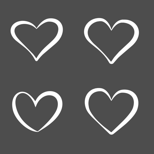 手绘轮廓心集设计元素图片下载