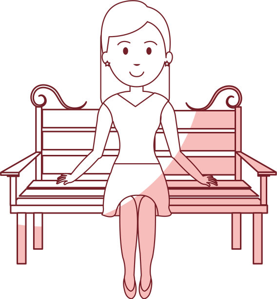 坐在公园椅子上的女人图片下载