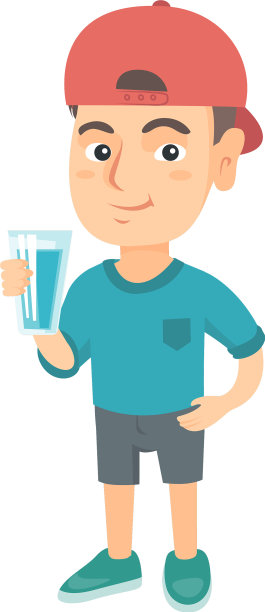 一个白人小男孩拿着一杯水图片下载