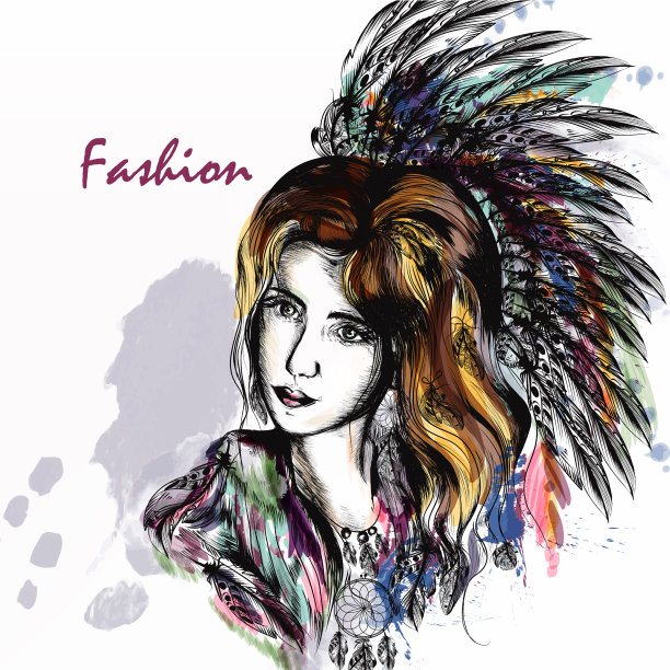 美丽的梦幻长发女孩穿着波西米亚图片下载