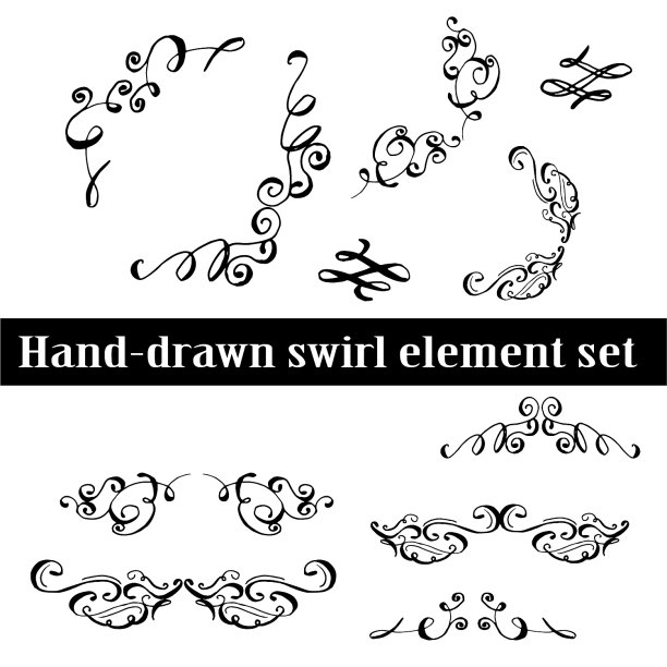 手绘墨水卷集图片下载