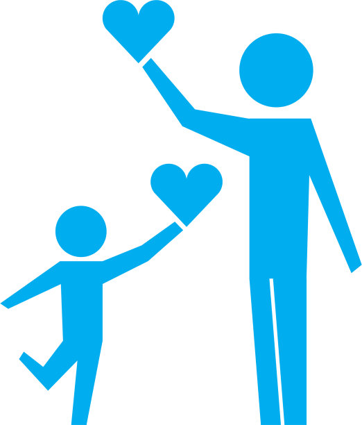 爸爸和儿子抱着爱心象形文字图片下载