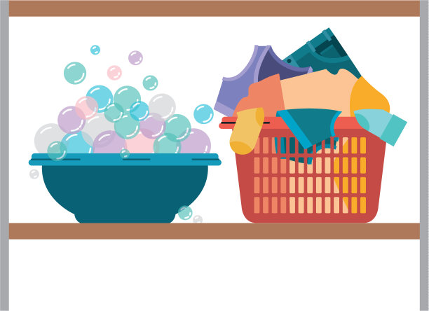 彩色剪影机架与碗与肥皂图片下载