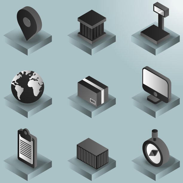 物流颜色梯度等距图标图片下载