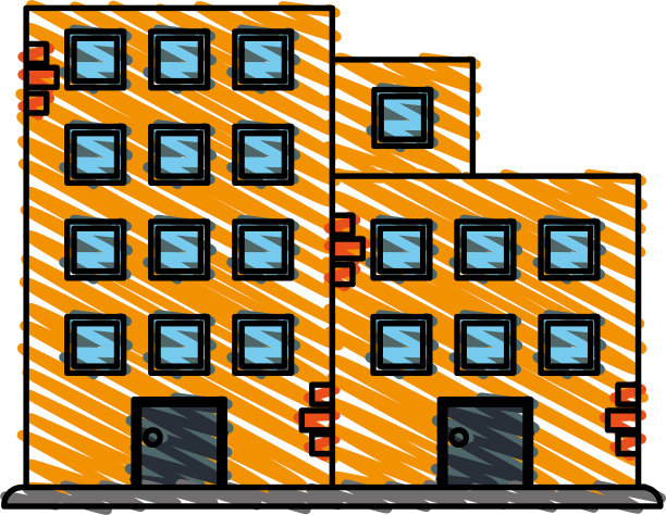 彩色蜡笔条纹卡通立面设置建筑图片下载