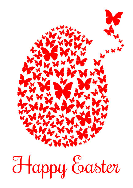 复活节彩蛋由会飞的蝴蝶设计而成图片下载