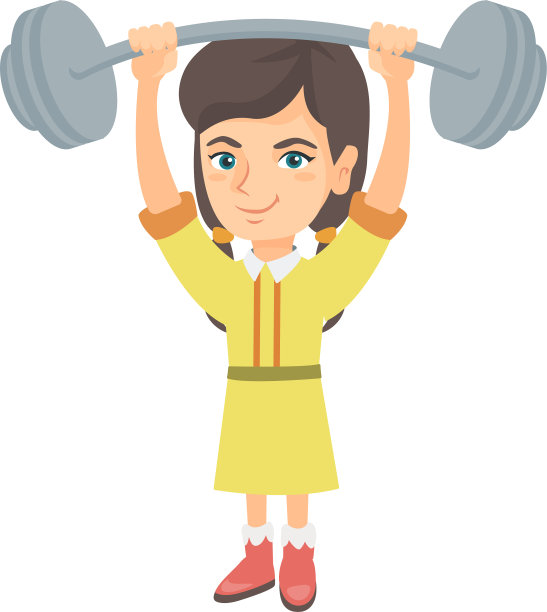 强壮的白人女孩举起沉重的杠铃图片下载