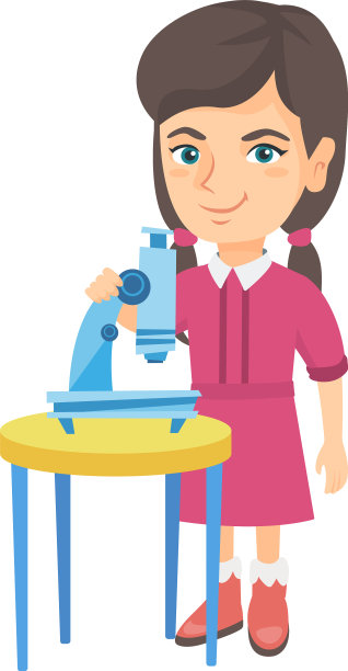 一个白人小女生在用显微镜图片下载
