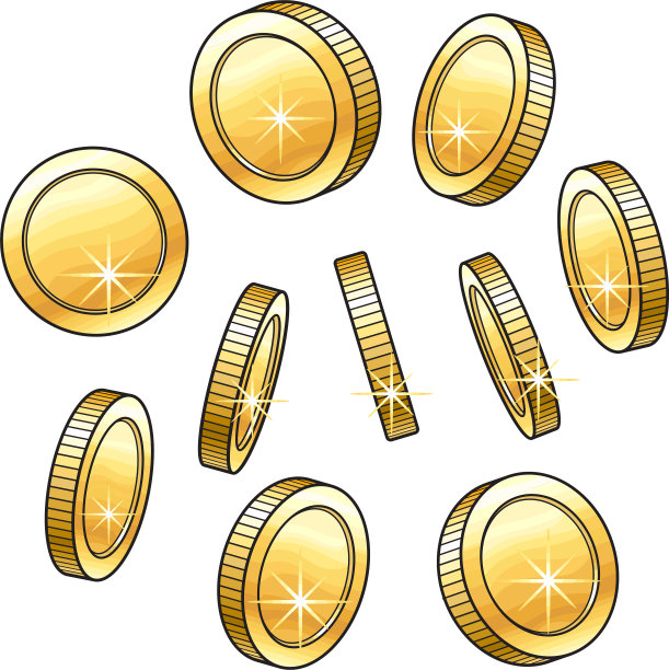 手绘闪亮金币合集图片下载