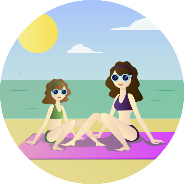 有趣的画家庭妈妈和可爱的女儿图片下载