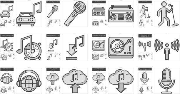 音乐线性图标合集图片下载