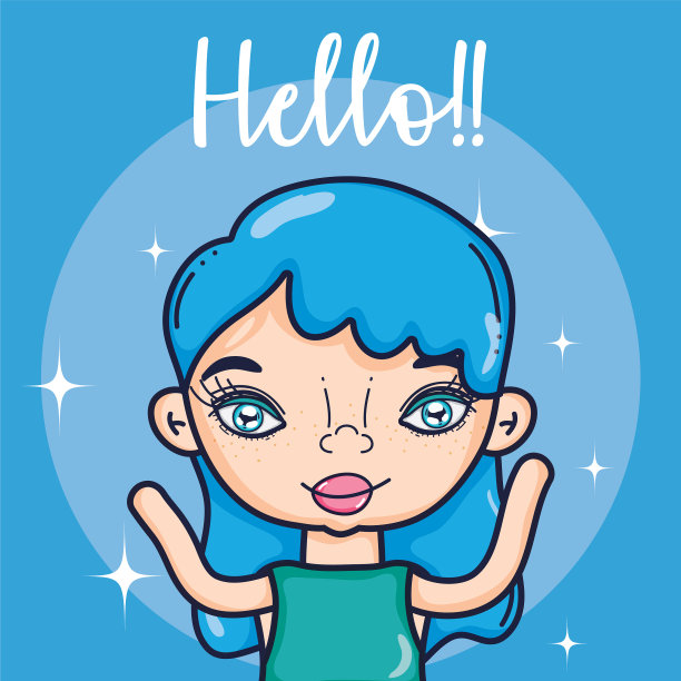 女孩说你好卡通图片下载