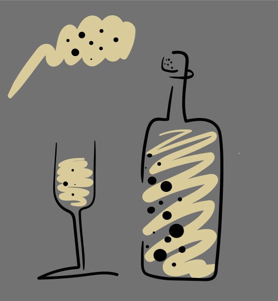 用玻璃杯设计的香槟瓶图片下载