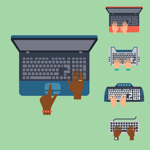 用户用手操作电脑的键盘和鼠标图片下载
