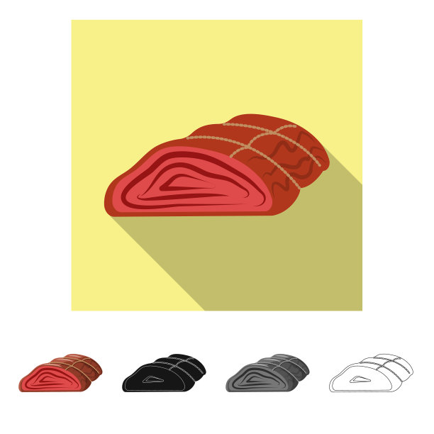 隔离对象肉类和火腿标志肉类套图片下载