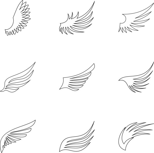 类型的翅膀图标设置轮廓样式图片下载