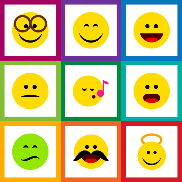 平面图标手势，皱眉，歌声，愉快图片下载