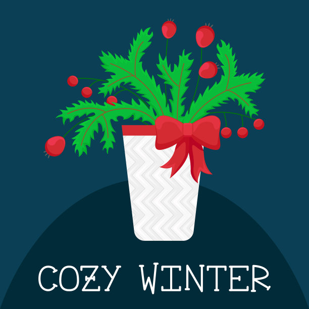 树枝和红浆果在一个桶里图片下载